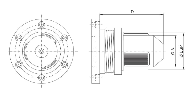 CK-SFM - Single Diameter Core Chuck with Flange and Spring