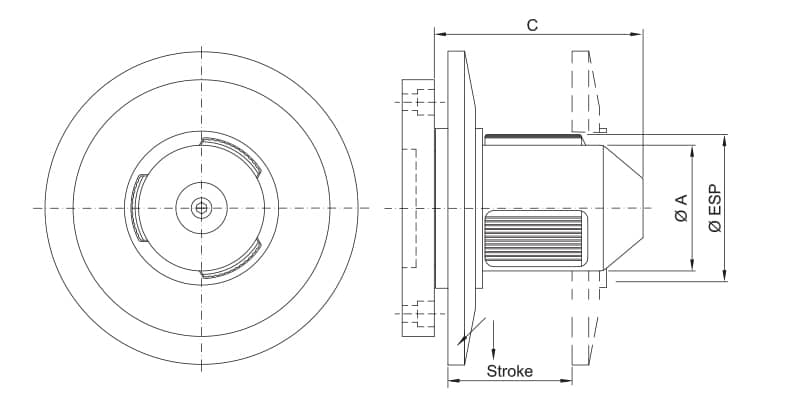 CK-SF - Single Diameter Core Chuck with Flange - Schematic