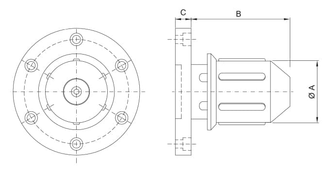 CK-TM/S - Single Diameter Side Load Core Chuck - Schematic